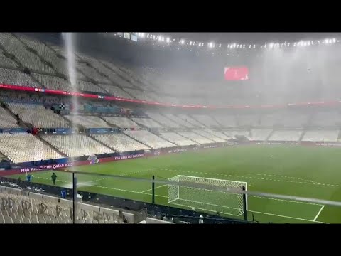 Video | Downpour hits Doha's Lusail Stadium ahead of Arab Cup final | AFP