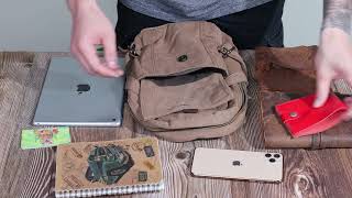 Місткий текстильний рюкзак у стилі мілітарі Vintagе 22180 коричневий