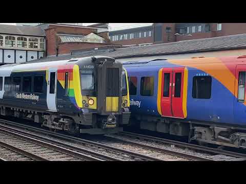 Class 444 Desiro | 444019 (Trainbow Pride) + 444023 | South Western Railway | Eastleigh | 02/07/21