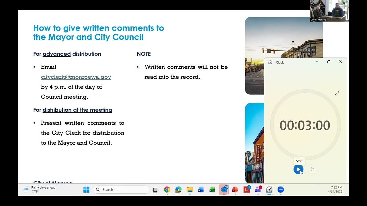 April 14, 2026 Monroe WA City Council Meeting