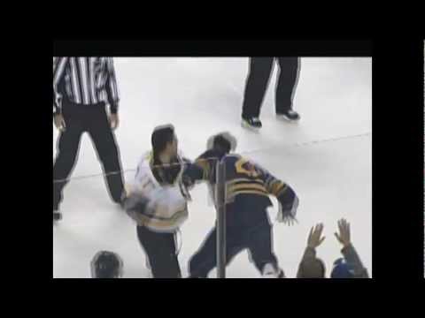 Paul Gaustad stands up to Milan Lucic 2011 Nov 23 Buffalo