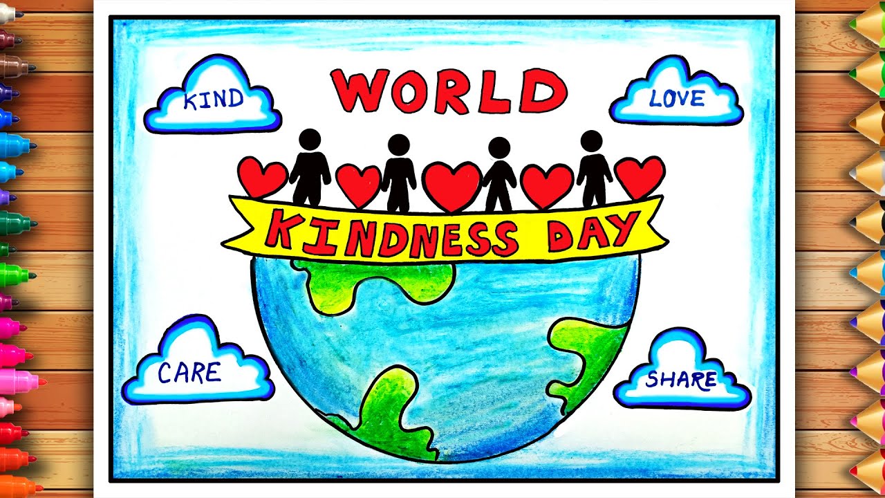 Easy Drawing of Kindness Day | Kindness Day Poster | Kindness Day Drawing | World Kindness Day Chart