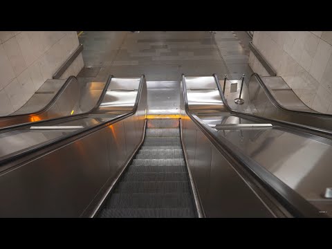 Czech Republic, Prague, Palmovka Metro Station, 1X escalator @ night
