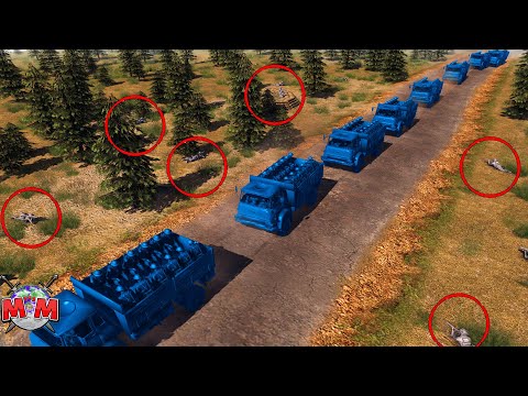 BLUE CONVOY PINNED DOWN from Both Sides ! Army Men Of War Legends