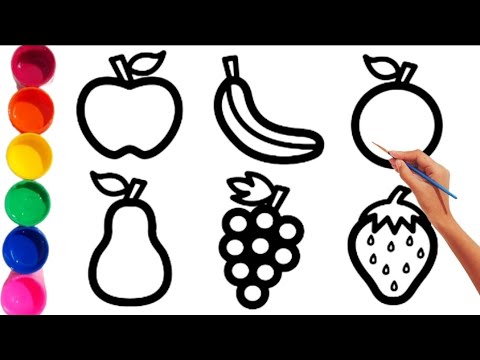 Learn FRUITS , Painting and Colouring for Kids & Toddlers | Draw, Paint and Learn _ Magic Colours