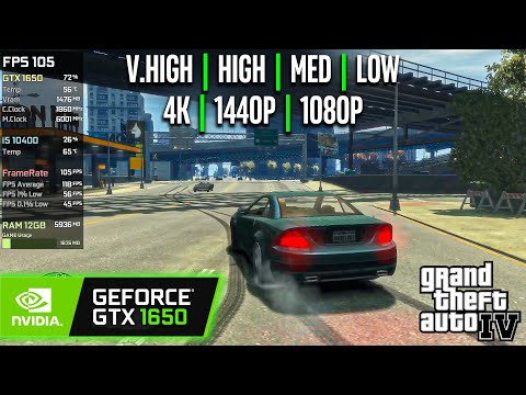 GTX 1650 | GTA IV - 4K, 1440p, 1080p - Very High, High, Medium, Low