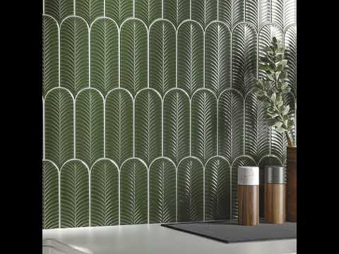 Carrelage mur effet Fleur Strelitzia vert 8x21,5 cm