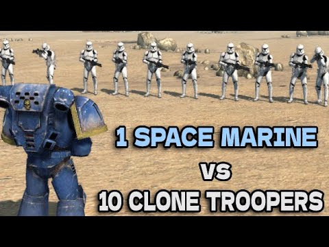Can 10 Clone Troopers kill 1 Space Marine?