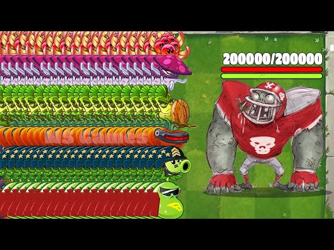 PvZ 2 Challenge - 200 Plants Max Level Vs 5 Custom All Star Zombie 40000 Hp - Who will win ?