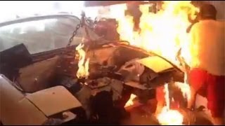 Chevy 350 miata drift car fire