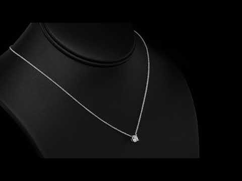 CLEAN!!! Square Princess cut diamond solitaire necklace in gold CKz444