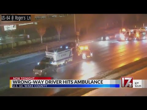 Wake County EMS ambulance hit by Raleigh wrong-way driver