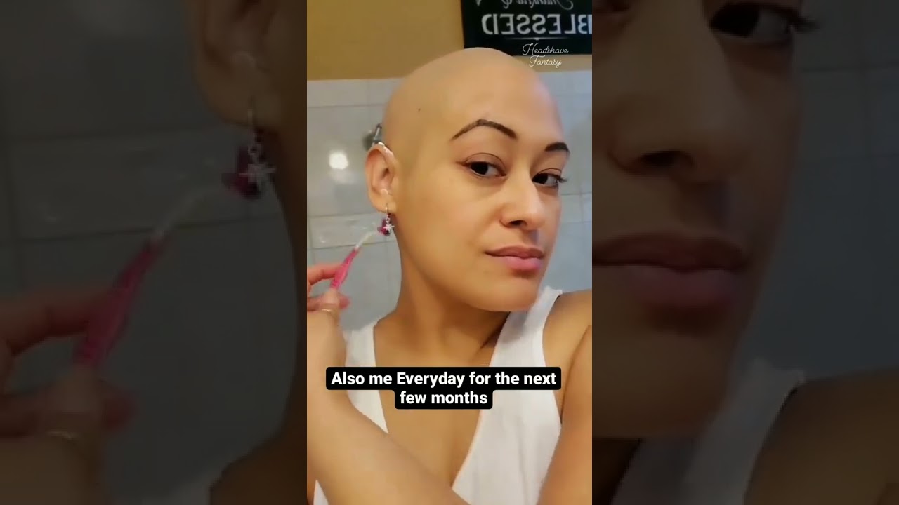 Addiction 🔊 | Bald Woman smooth shave | Headshave Shorts Captions