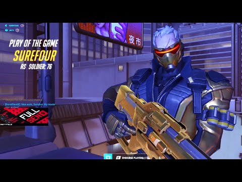 Surefour DPS Main - Soldier 76 and Reaper gameplay! POTG! [ Overwatch Season 29 Top 500 ]