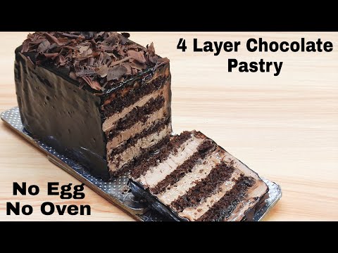 4 Layer Chocolate Pastry In 1/2 Cup Flour | Moist & Super Soft Chocolate Pastry|चॉकलेट पेस्ट्री बनाए
