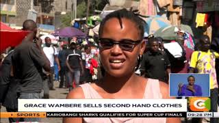 34-year old Grace Wambere holds a degree but sells second hand clothes