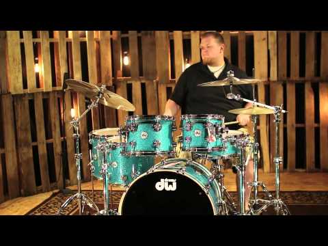 DW Drum Collectors Color Sample Teal Glass With Chrome Hardware