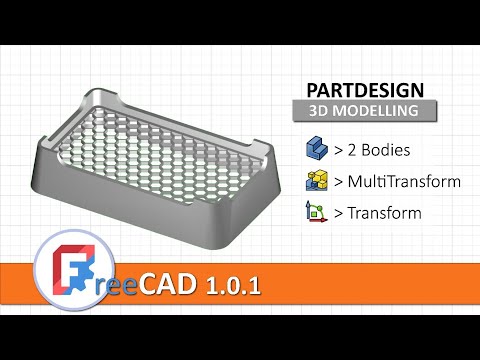 FreeCAD 1.0.1: First 3D model: #2 | PartDesign features | Multi-body design | referencing dimensions