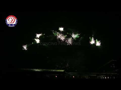 PC0046_50's Fan Shape Time Rain Crackling + Chry Double Mine Spit Green Strobe Waterfall #fireworks