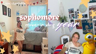 SOPHOMORE YEAR MOVE-IN VLOG + DORM TOUR @ unc charlotte (yes turbo is real)