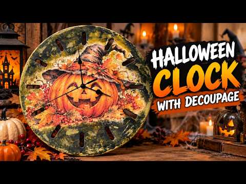 How to create a Halloween Clock from scratch with Aqua Resin and Decoupage!