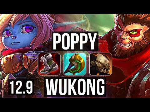 POPPY vs WUKONG (TOP) | 5/0/6, Rank 5 Poppy, 2.2M mastery, 700+ games | KR Challenger | 12.9