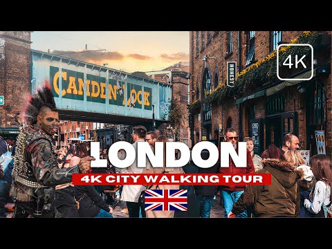 🇬🇧 London England Walking Tour - Camden Market Street Food Tour (4K HDR - 60fps)