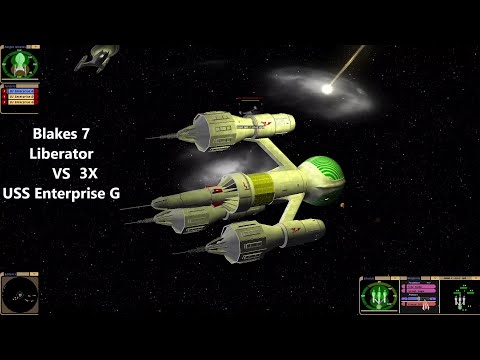 Blakes 7 Liberator VS 3x USS Enterprise G | Star Trek Bridge Commander Battle |