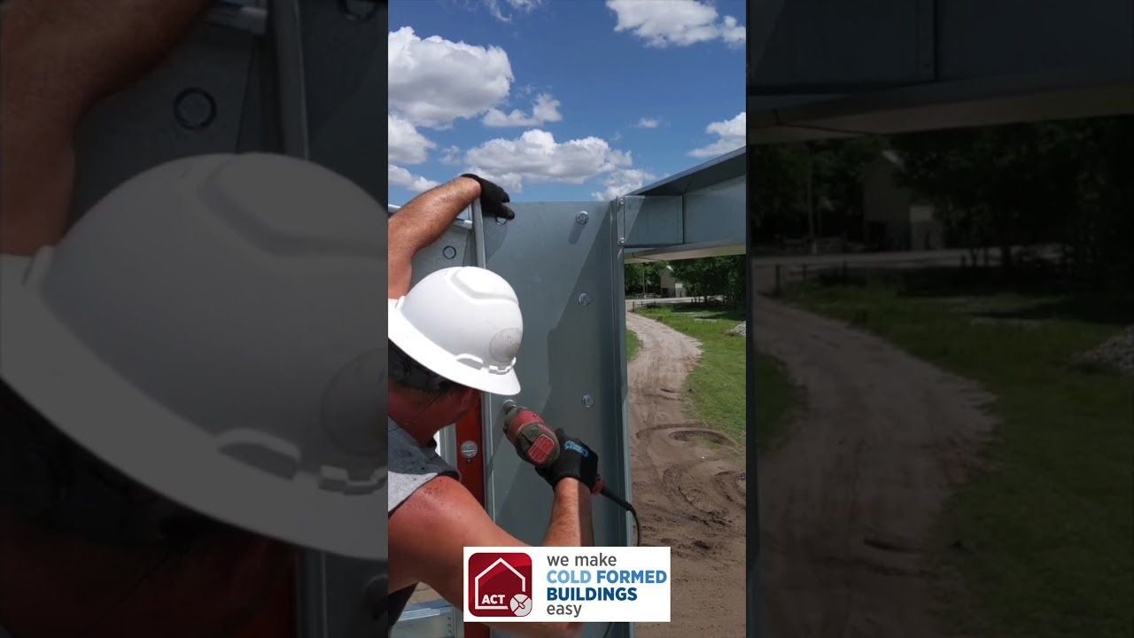 Bolting frames on a COLD FORMED steel building #coldformedsteel #construction #buildings
