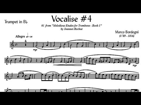 🎺🎺 [TRUMPET VOCALISE ETUDE] Marcos Bordogni Vocalise for Trumpet #04 (Demo Solo and play-along)