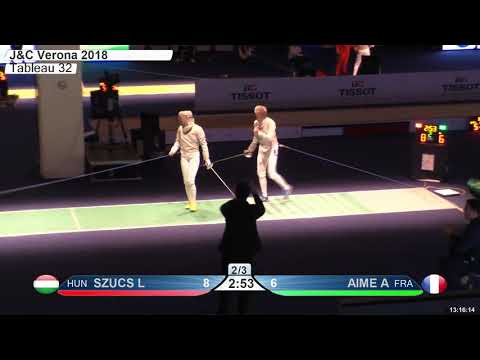 FE T32 16 F S Cadet Individual Verona ITA World Championships GREEN SZUCS HUN vs AIME FRA