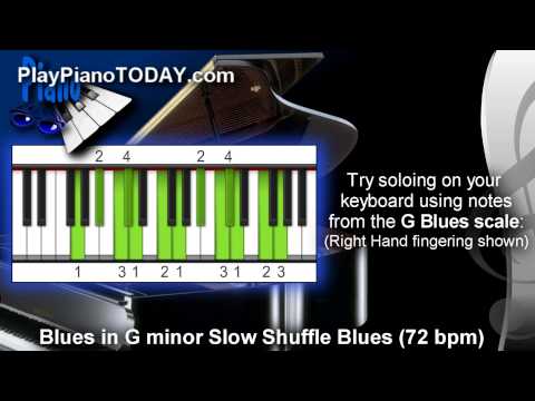 (G minor) Slow Shuffle Piano Blues Practice Track