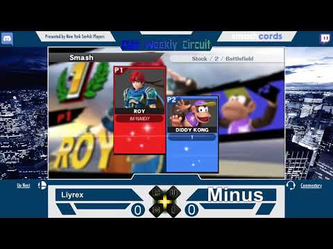 Liyrex (Roy, Corrin) Vs. Minus (Diddy Kong) CUGI Weekly Circuit 3/8/18 Winners Semis