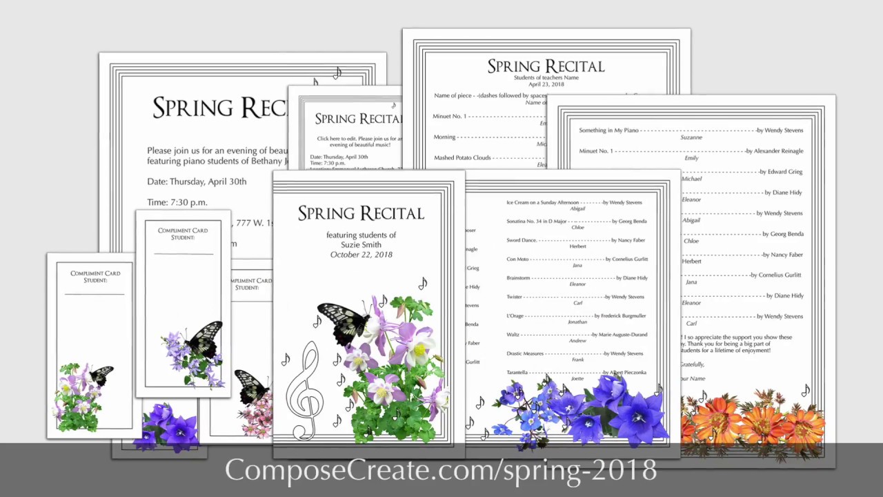 Spring Editable Recital Program Package