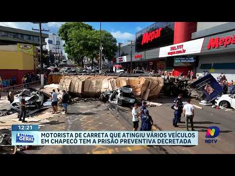 Carreta desgovernada provoca grave acidente em avenida de Chapecó