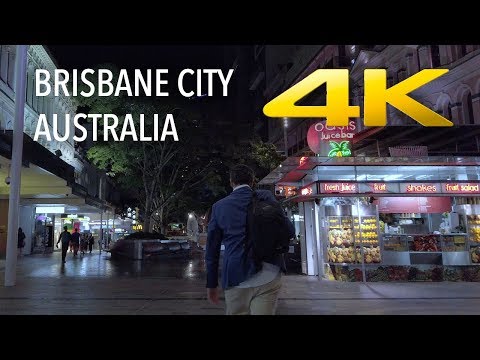 [4K Ultra HD] A quiet night around Brisbane CBD streets.