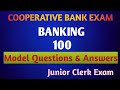 BANKING 100 Questions Junior Clerk Exam Classes Co Operative Bank Exam Ep 226