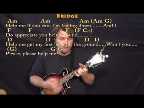Help! (The Beatles) Mandolin Cover Lesson in Am with Chords/Lyrics