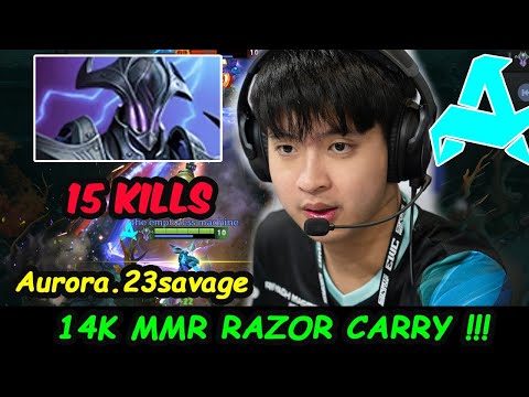 Aurora.23savage Razor 14K MMR Carry vs Timado Parker Lowskill Dota 2 pro Gameplay