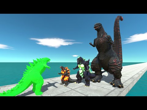 New Godzilla 2014 Green Vs All Team Monster Shin Godzilla Death run - Animal Revolt Battle Simulator