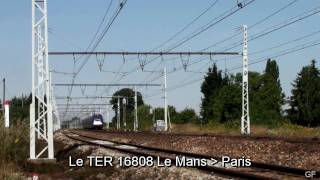 preview picture of video 'Quelques trains sur la ligne Paris Le Mans 03/08/2010'