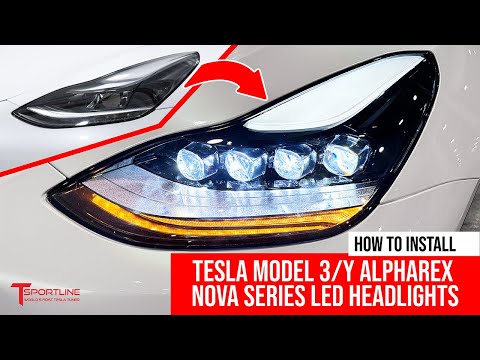 New Upgrade Tesla Model 3 / Y Sequential LED & Amber Turn Signal Headlights - AlphaRex & T Sportline