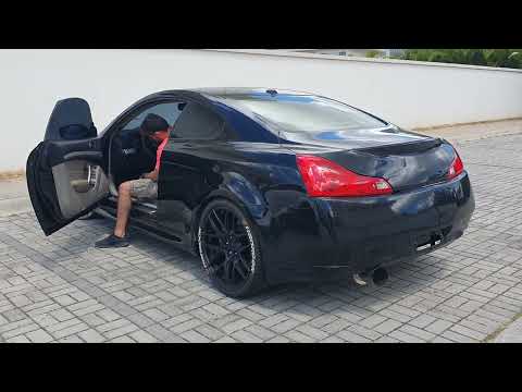 g37 coupe, berk test pipes and greddy single exit exhaust sound and rev