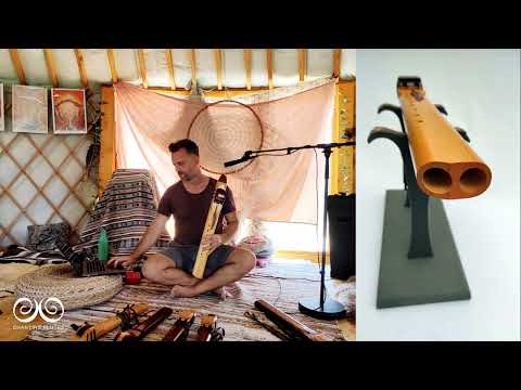 7 Hole Drone Flute - Alaskan Yellow Cedar in the Key of Low D with Walnut Carved Feather and Accents