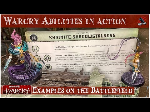 WARCRY ABILITIES KHAINITE SHADOWSTALKERS PLAY THROUGH - WITH BATTLEFIELD EXAMPLES  - Warhammer Rules