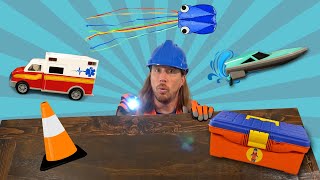 Handyman Hal explores the Toy Box | Tool Box and ToyBox for Kids