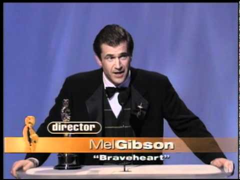 Thumbnail of the video: Mel Gibson winning the Oscar® for Directing
