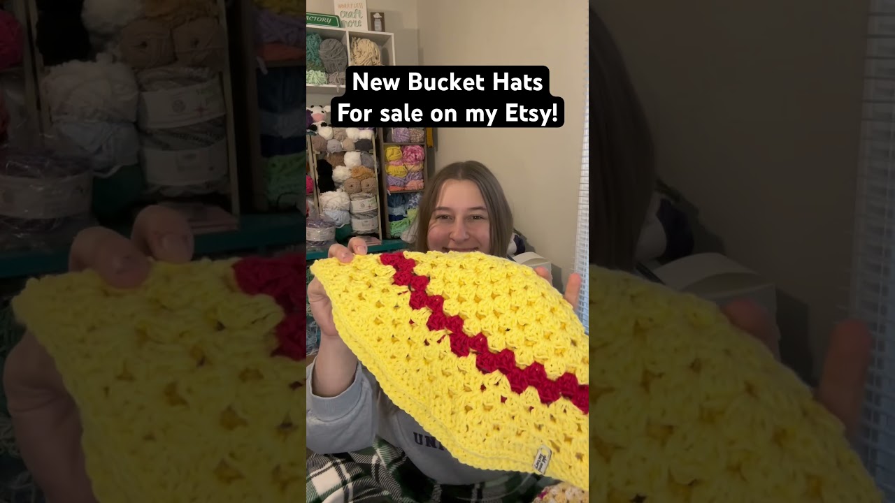 New crochet bucket hats for sale on my Etsy! 🥰🫶🏽✨ #crochet #buckethat #etsy