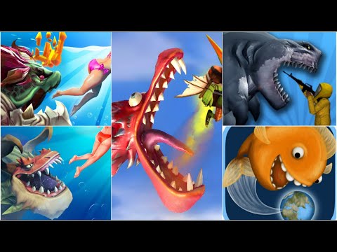 HUNGRY DRAGON VS HUNGRY SHARK VS SHARKOSAURUS RAMPAGE VS TASTY BLUE NEWEST 2023 - ALL SHARK UNLOCKED