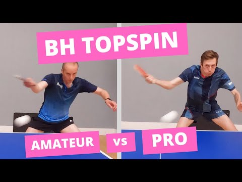 Backhand topspin attack - Amateur vs Pro technique in slow motion